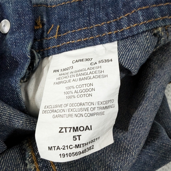 🩵 Kids Wrangler Style Long Denim Overalls Size 5T - Picture 3 of 8